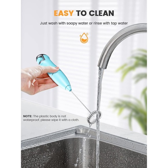 Vewaci K8 Milk Frother Handheld Blue USB-C Rechargeable Electric Milk Foamer for - Picture 8 of 14